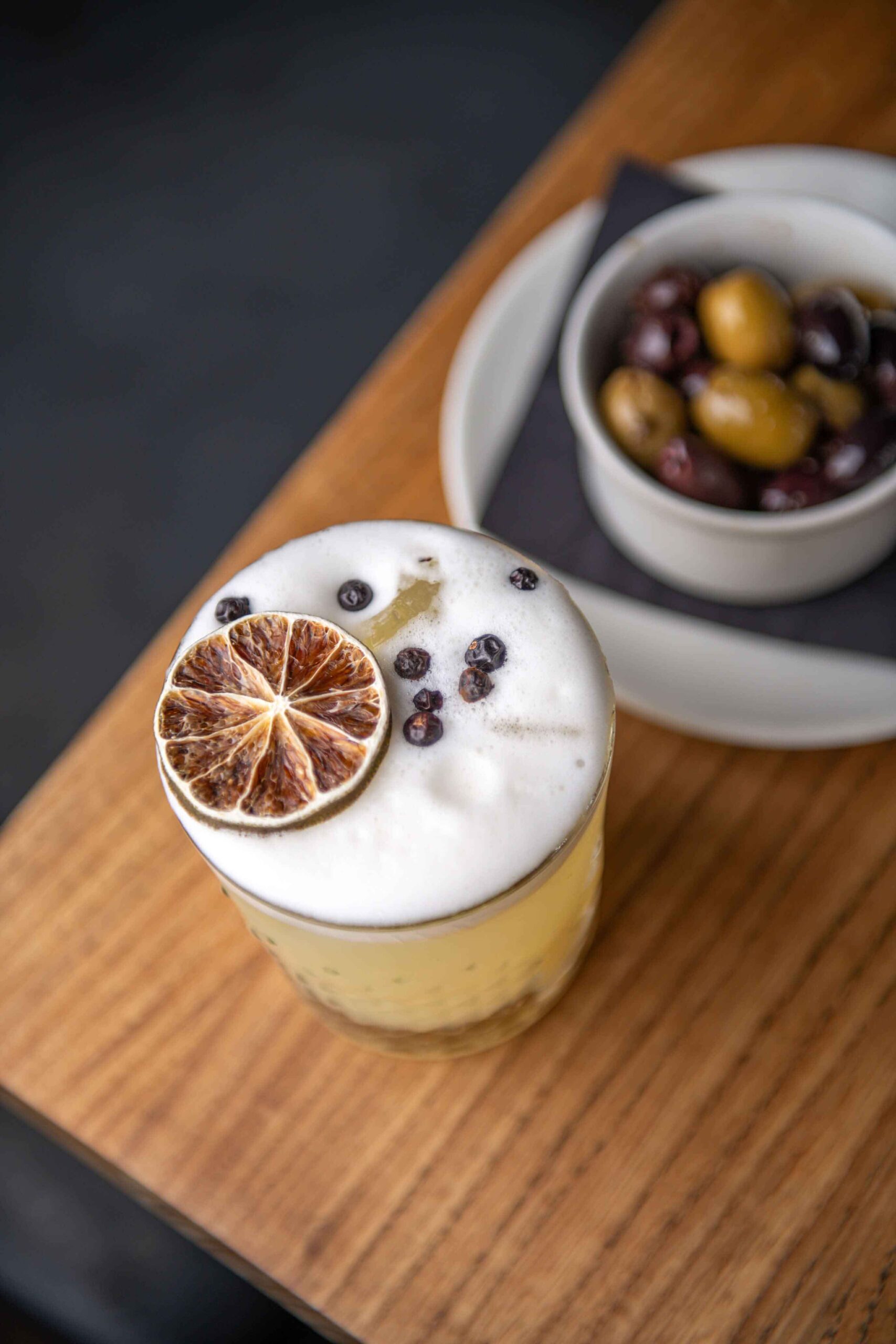 Cocktail and Olives at Oxton Bar