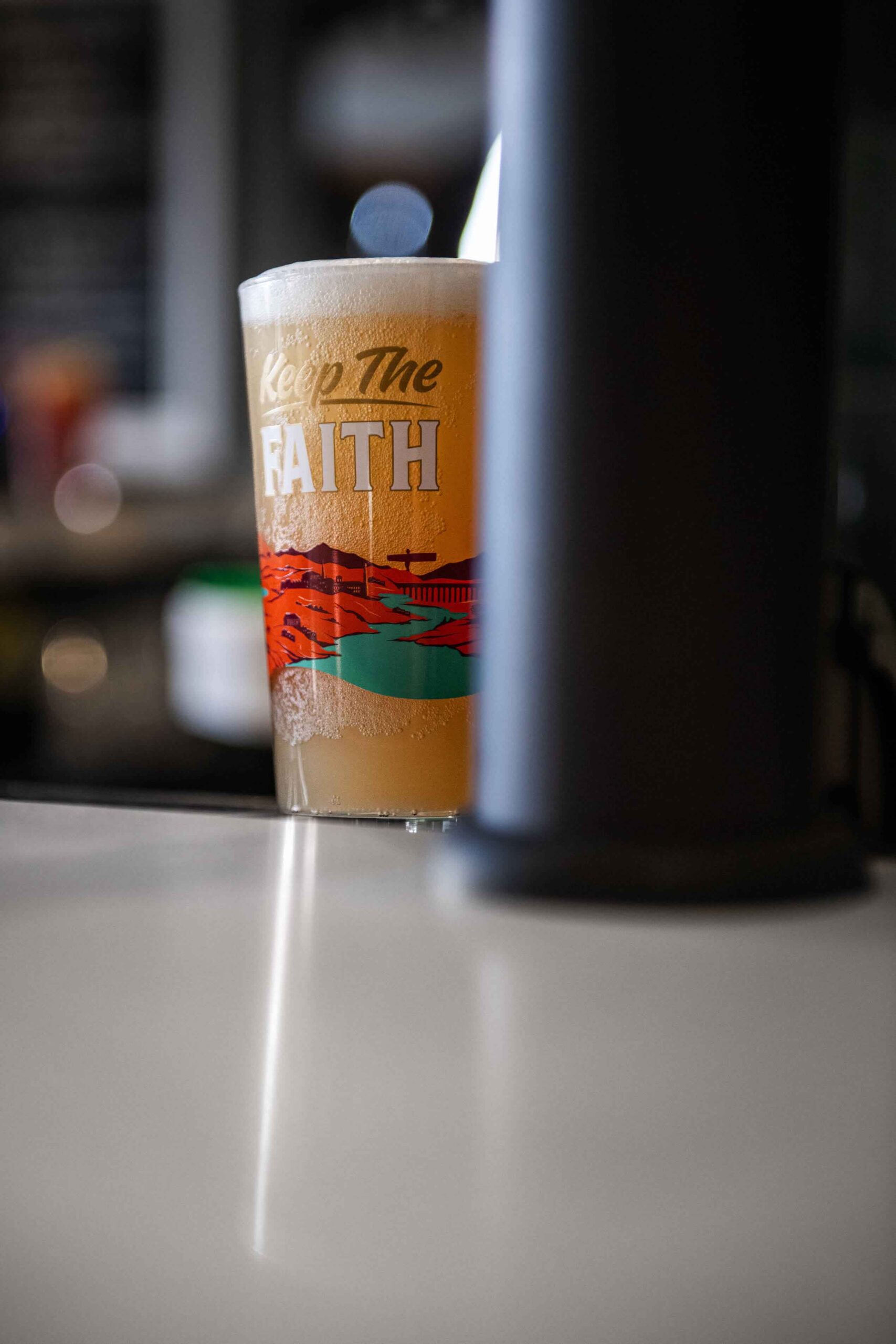 Close up of Keep The Faith Ale pint